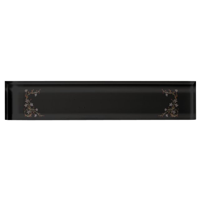 Art Deco Flowers On Black Nameplate (Front)