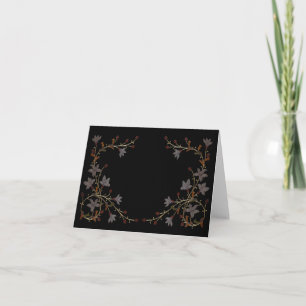 Art Deco Flowers On Black Note Card