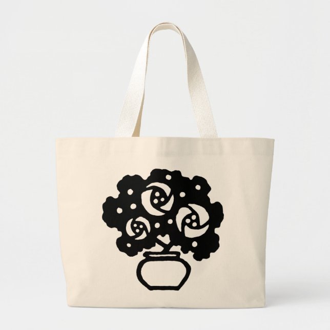 Art Deco Flowers Totebag Large Tote Bag (Front)