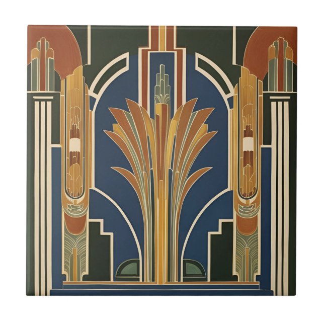 Art Deco Fountain Ceramic Tile (Front)