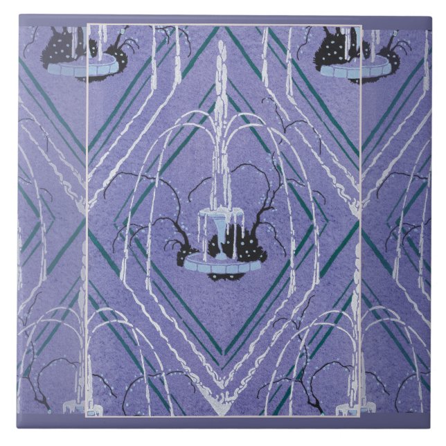 Art Deco Fountain In Blue Tile (Front)