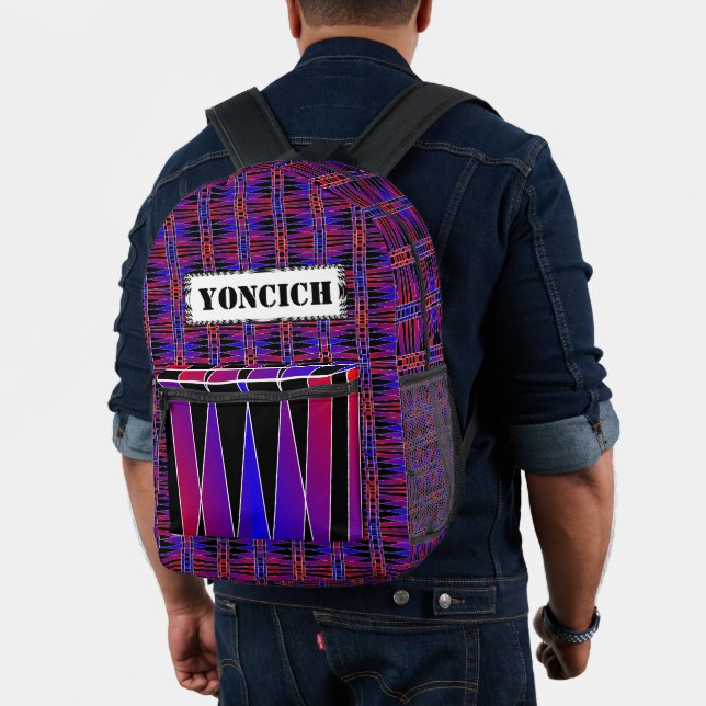 Art Deco 'Fractured' by Kenneth Yoncich Printed Backpack (Insitu (Model))