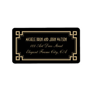 Art Deco Frame Custom Dark Return Address Label