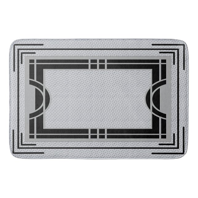 Art Deco Frame - Gray and Black Bath Mat (Front)