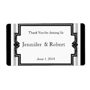 Art Deco Frame Wedding Water Bottle Label