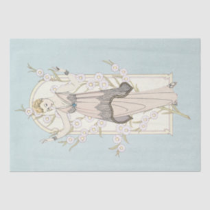 Art Deco French Lady Daisy Arch Blue Decoupage Art Tissue Paper