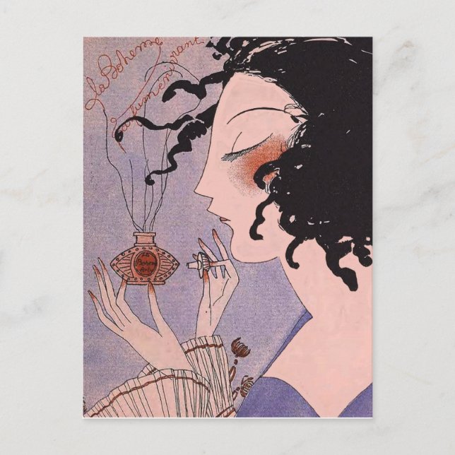 Art Deco French Parfum Ad Postcard (Front)