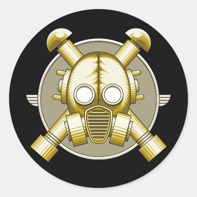 Art Deco Gasmask Classic Round Sticker (Front)