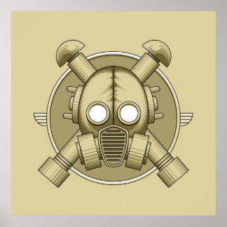 Art Deco Gasmask khaki Poster