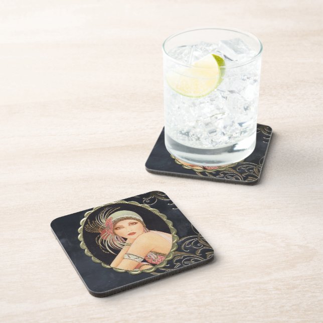 Art Deco Gatsby 1920's Flapper Girl Coasters (Right Side)