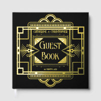 Art deco Gatsby 20's black real foil gold