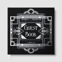 Art deco Gatsby 20's black real foil silver