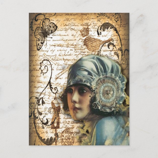 Art Deco Gatsby Girl Paris fashionista Postcard (Front)