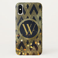 Art Deco Gatsby Glitter Geometric Pattern Monogram