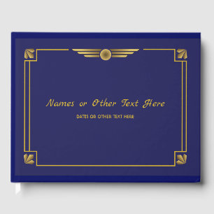 Art Deco Gatsby Gold and Navy Blue Guest Book