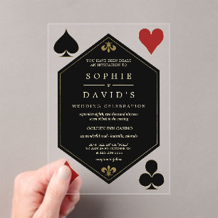 Art Deco Gatsby Las Vegas Casino Poker Wedding Acrylic Invitations