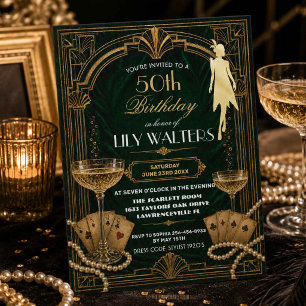 Art Deco Gatsby Roaring 20s Birthday ANY AGE Invitation