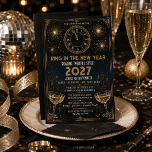 Art Deco Gatsby Roaring 20s New Year Celebration Invitation