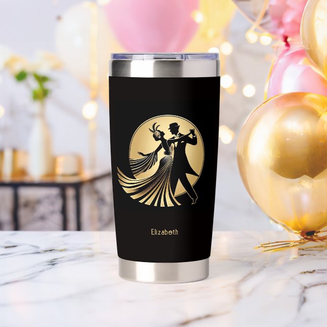 Art Deco Gatsby Roaring 20s Prohibition Gift Name Insulated Tumbler (Bachelor Party (Rotated))
