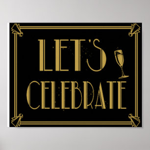 Art Deco Gatsby style Lets Celebrate party print