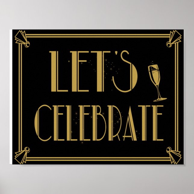 Art Deco Gatsby style Lets Celebrate party print (Front)