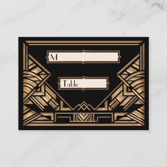 Art Deco Gatsby Style Wedding Escort Place Cards (Front)
