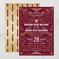 Art Deco Gatsby Wedding Elegant Gold Burgundy
