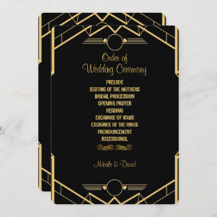 Art Deco Gatsby Wedding  Programme