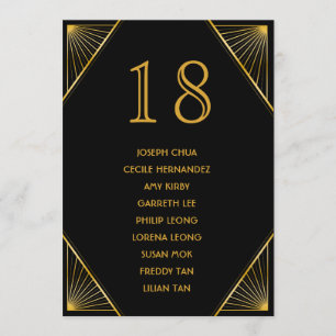 Art Deco Gatsby Wedding Seating Chart Programme