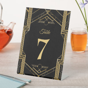 Art Deco Gatsby Wedding Table Number  Pedestal Sign