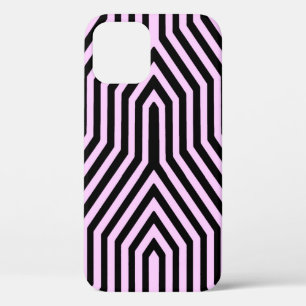 Art Deco Geometric - black and pink iPhone 12 Case