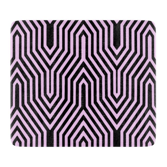 Art Deco Geometric - black and pink Cutting Board (Front)