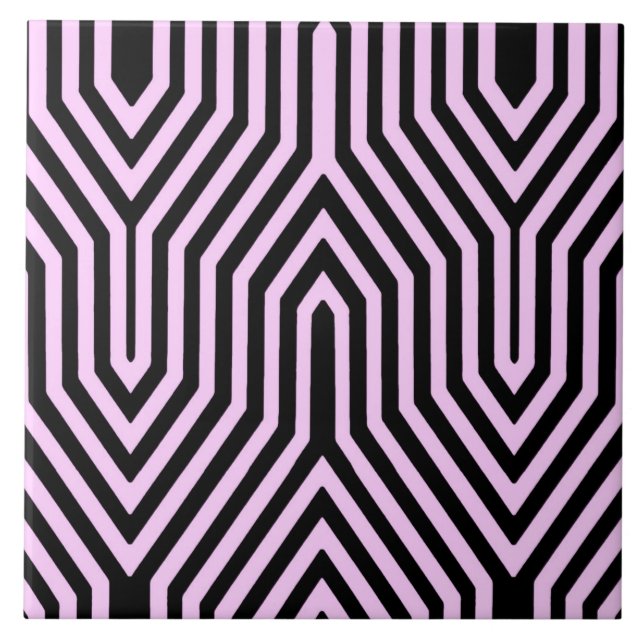Art Deco Geometric - black and pink Tile (Front)