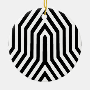 Art Deco Geometric - black and white Ceramic Tree Decoration