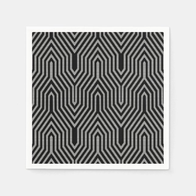 Art Deco Geometric - black and white Napkin (Front)