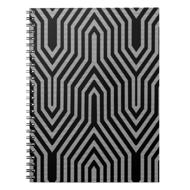 Art Deco Geometric - black and white Notebook (Front)