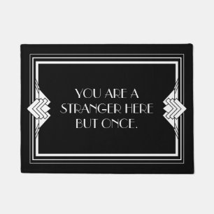 Art Deco Geometric Black White Welcome Quote Doormat