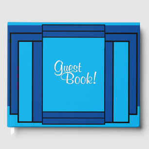 Art Deco Geometric Blue Black  Guest Book