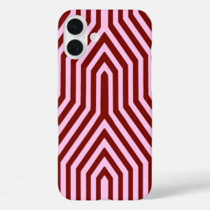 Art Deco Geometric - burgundy and pink iPhone 16 Plus Case