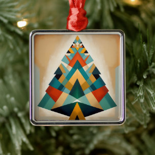Art Deco Geometric Christmas Triangle Branches Metal Tree Decoration