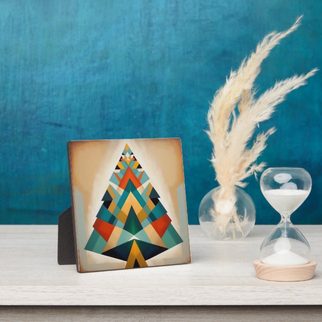 Art Deco Geometric Christmas Triangle Branches Plaque (Insitu)
