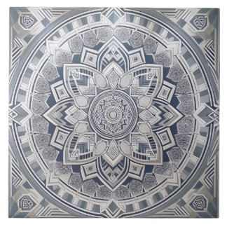 Art Deco Geometric Circle Lines All shades Grey Tile