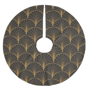 Art Deco Geometric Circles Pattern Brushed Polyester Tree Skirt