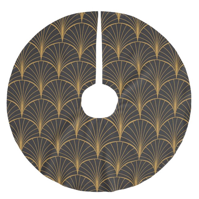 Art Deco Geometric Circles Pattern Brushed Polyester Tree Skirt (Front)