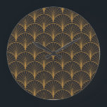 Art Deco Geometric Circles Pattern Large Clock<br><div class="desc">Vintage Art Deco Seamless Pattern. Geometric decorative with circles texture. Retro background.
Geometric Art Deco,  a touch of history.
Art Deco circles bring a touch of retro.
deco,  pattern,  background,  fan,  illustration,  floral,  nouveau,  chinese,  seamless,  fabric,  decor,  retro,  palm,  shell,  line,  modern,  geometric,  circle,  texture,  flower</div>