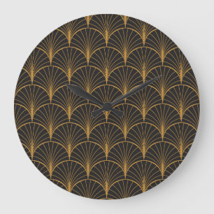 Art Deco Geometric Circles Pattern Large Clock
