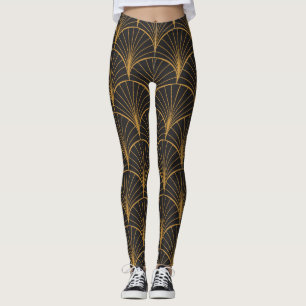 Art Deco Geometric Circles Pattern Leggings