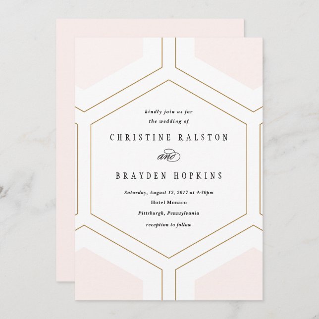 Art Deco Geometric Diamond Wedding Invitation (Front/Back)