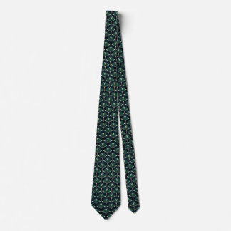 Art Deco Geometric Fan Pattern | Emerald & Gold Te Tie