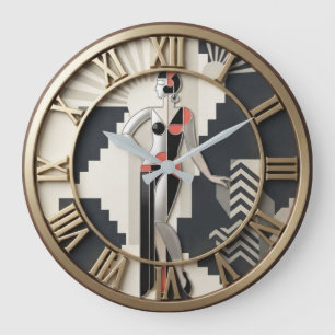 Art Deco Geometric Figure Large Clock